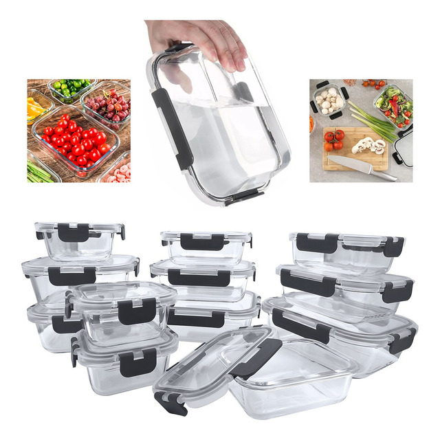 Mercado libre: Recipientes Herméticos De Vidrio Almacenamiento Cocina 12 Pz Color Transparente