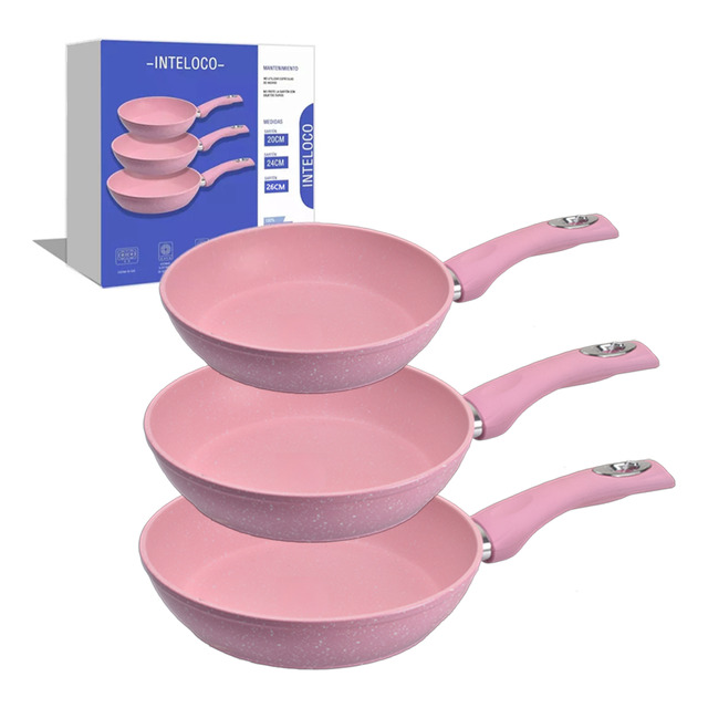 Juego De 3 Sartenes Antiadherentes De Mármol,sarten Cocina