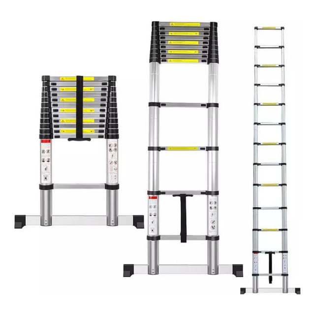 Mercado libre: Escalera Telescopica 5 Metros Retractil Facil De Guardar Color Plateado