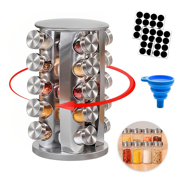 Mercado libre: Especiero Giratorio, 20 Tarros Vidrio