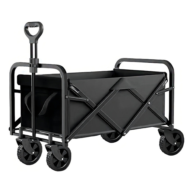 Carrito Vagon Plegable Multiusos Reforzado Camping De Carga Color Negro
