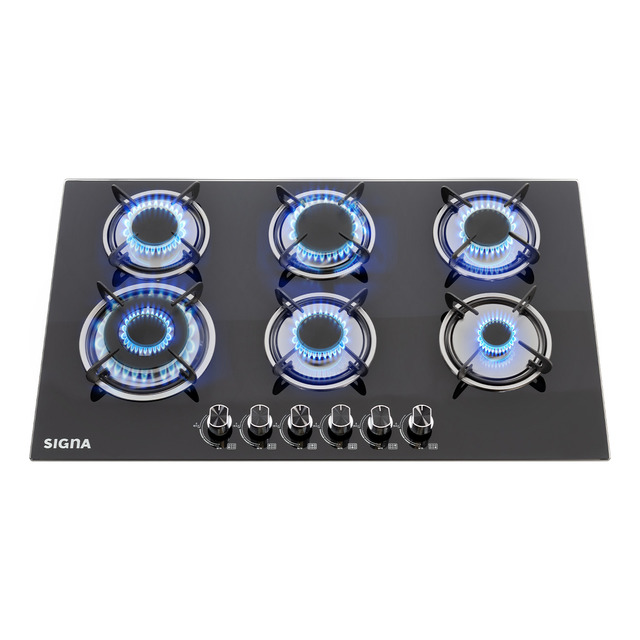 Parrilla Empotrable Cristal Templado Estufa 6 Quemadores Gas