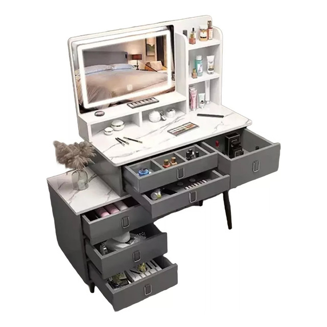 Mercado libre: Tocador Maquillador Dormitorio Con Espejo Y 6 Cajones Led