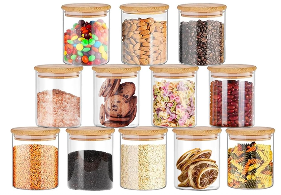 AHILAX Juego de 12 Recipientes Herméticos de Cristal con Tapa