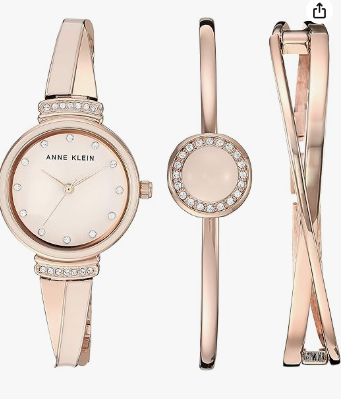 Anne Klein – Juego de reloj y pulsera de vidrio para mujer