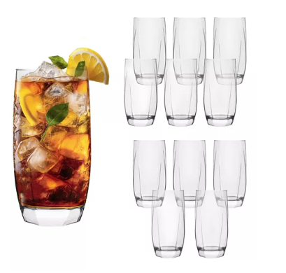 Set De 12 Vasos Altos Capri Vidrio 410ml 14oz