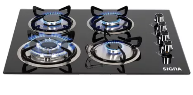 Parrilla Empotrable Cristal Templado Estufa 4 Quemadores