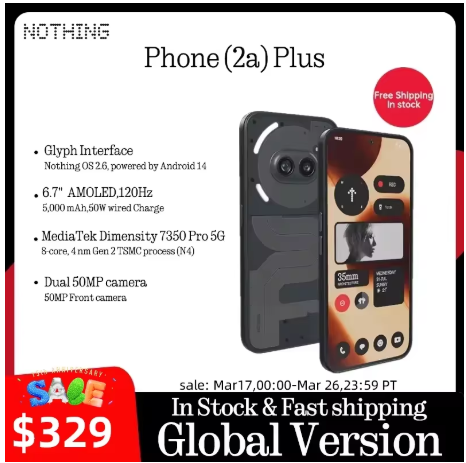 Aliexpress:  Versión Global Nothing Phone(2a) Plus Pantalla AMOLED de 6,7