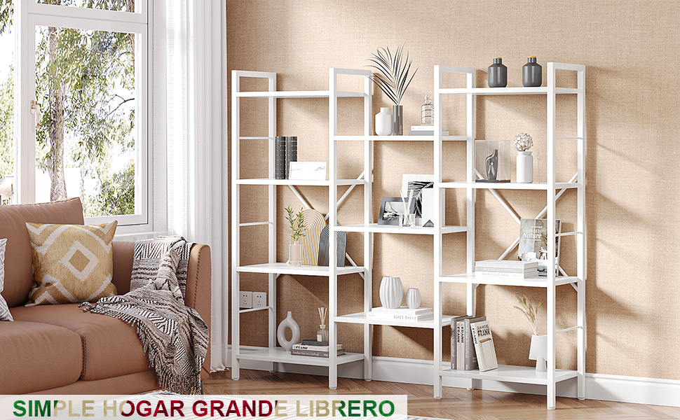 SIMPLE HOGAR Librero,3 Capas de Ancho y 4 Capas Librero Madera