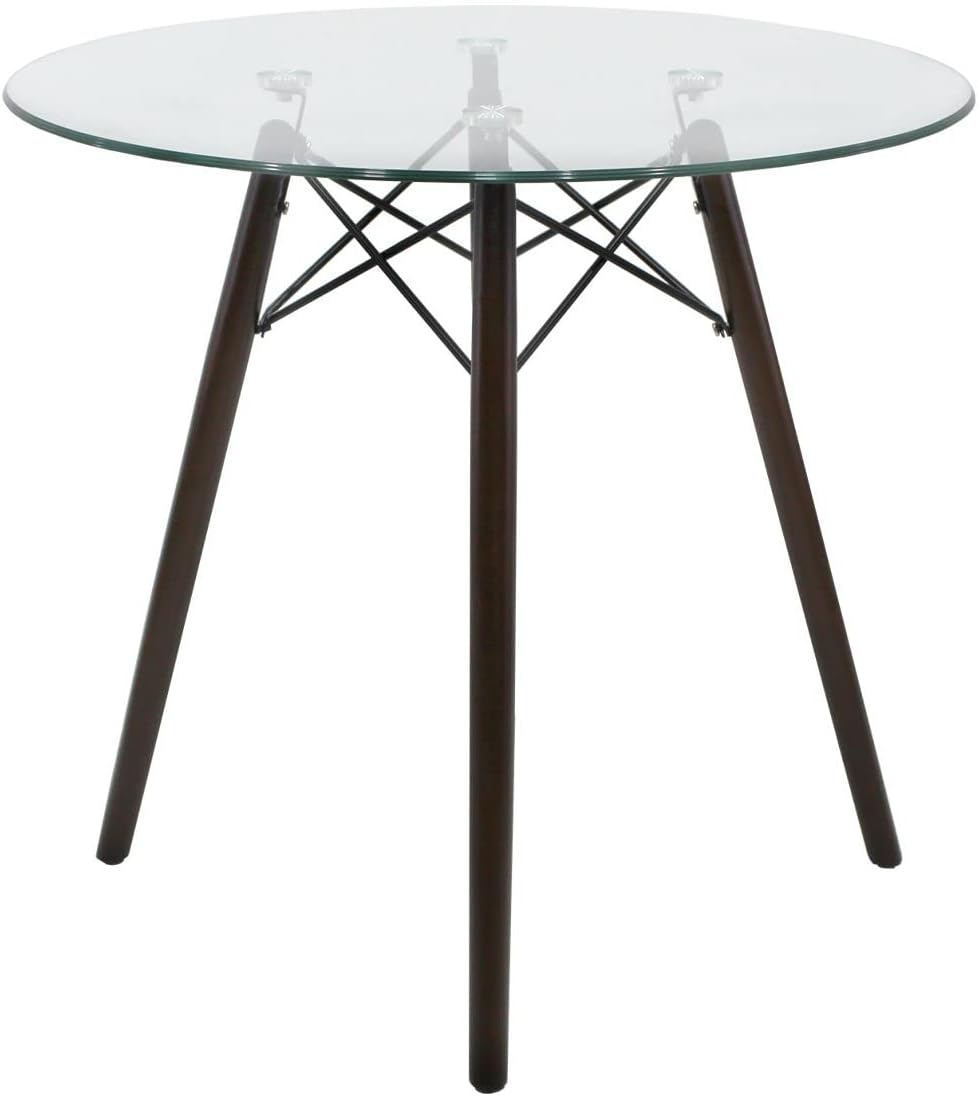 MUNDO IN MUEBLES Mesa Comedor Redonda de Cristal con Base de Nogal