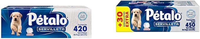 Pétalo Servilleta, Paquete con 420 piezas de hoja sencilla + Servilletas, color Blanca, 450 Piezas