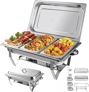 Bufetera Plegable De Acero Inoxidable con 3 Bandejas