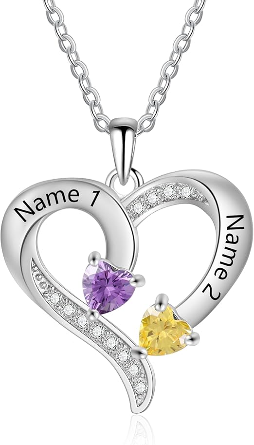 Collar de piedra natal de corazón personalizado