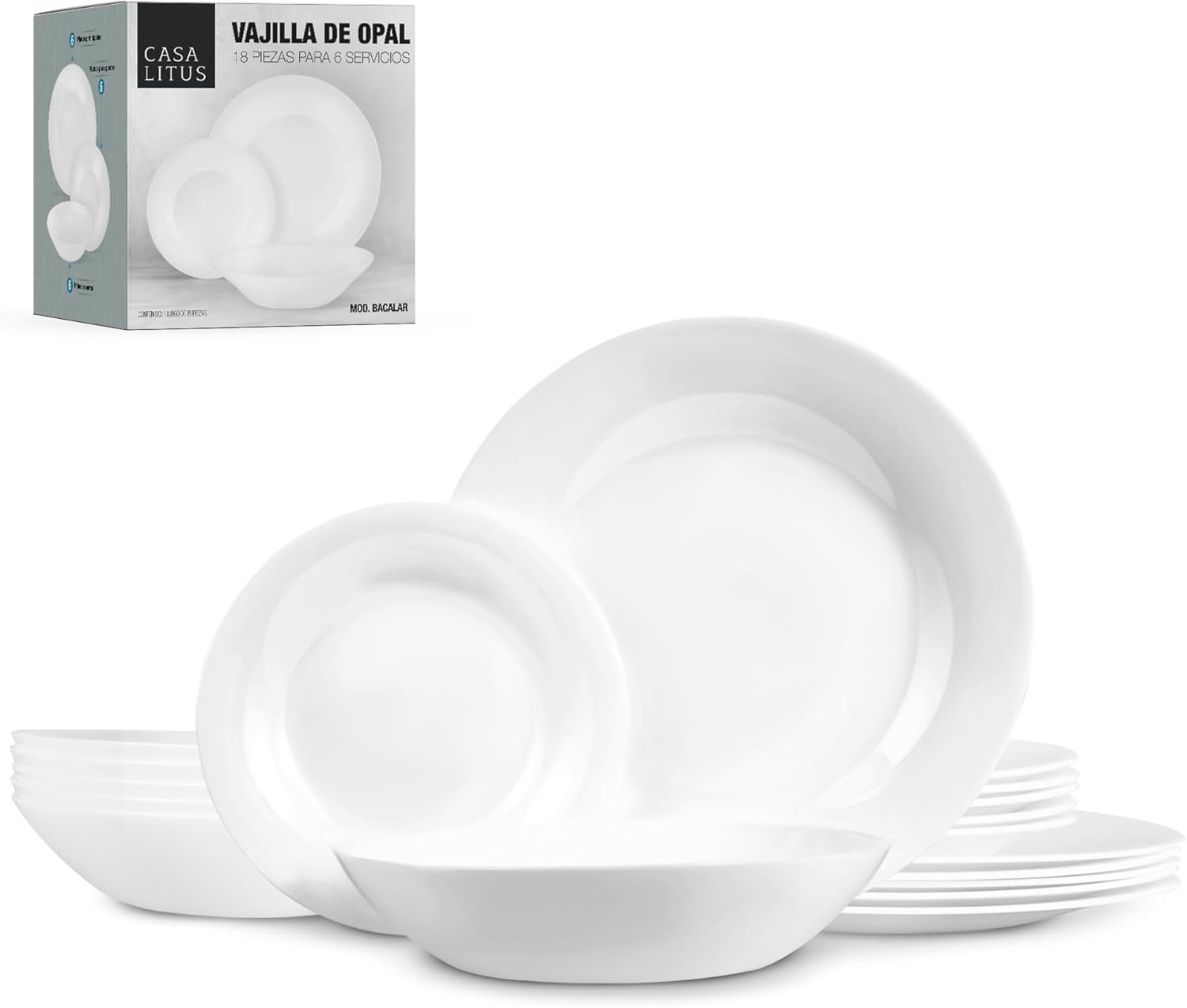 Vajilla de Opal 6 Personas (18 Piezas)