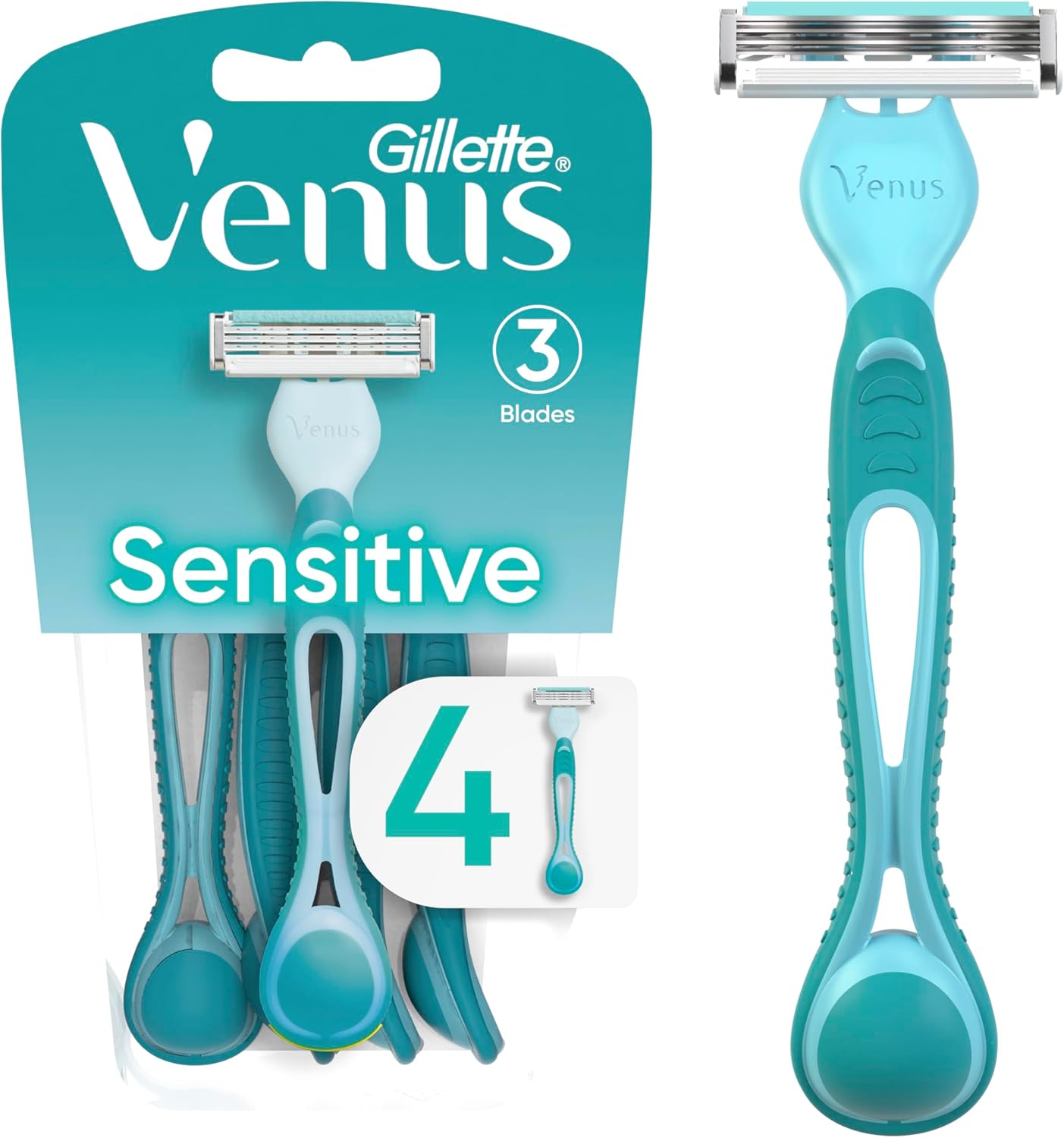 Gillette Venus Simply 3 Sensitive Women’s Disposable Razors – 4 Pack