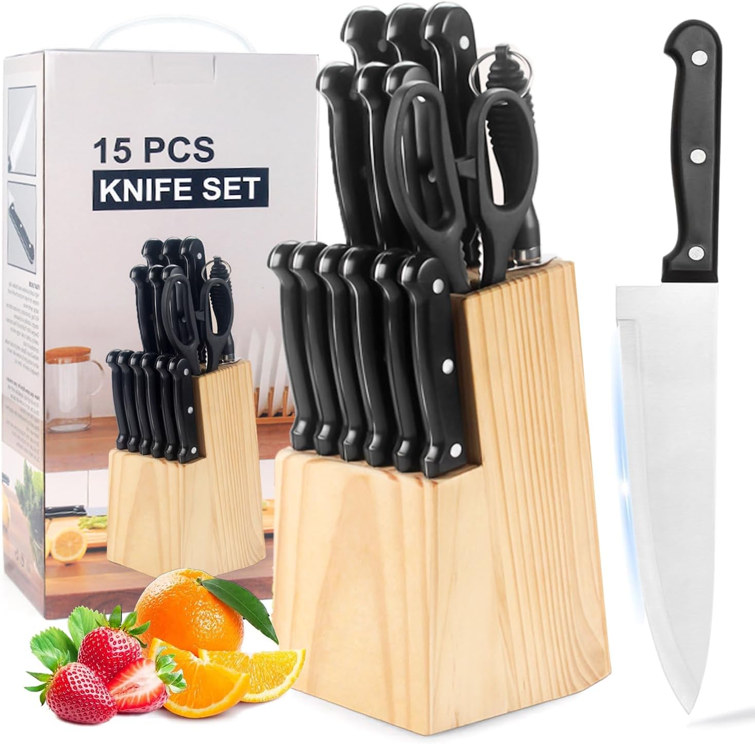 SYNMORE Juego de 15 Piezas Cuchillos