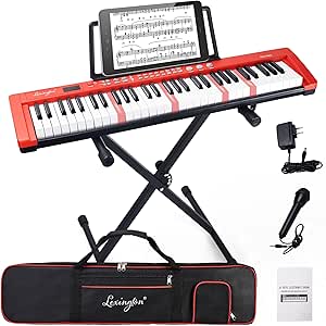Lexington Teclado Electrónico de 61 Teclas con Teclas Iluminadas y Portátil