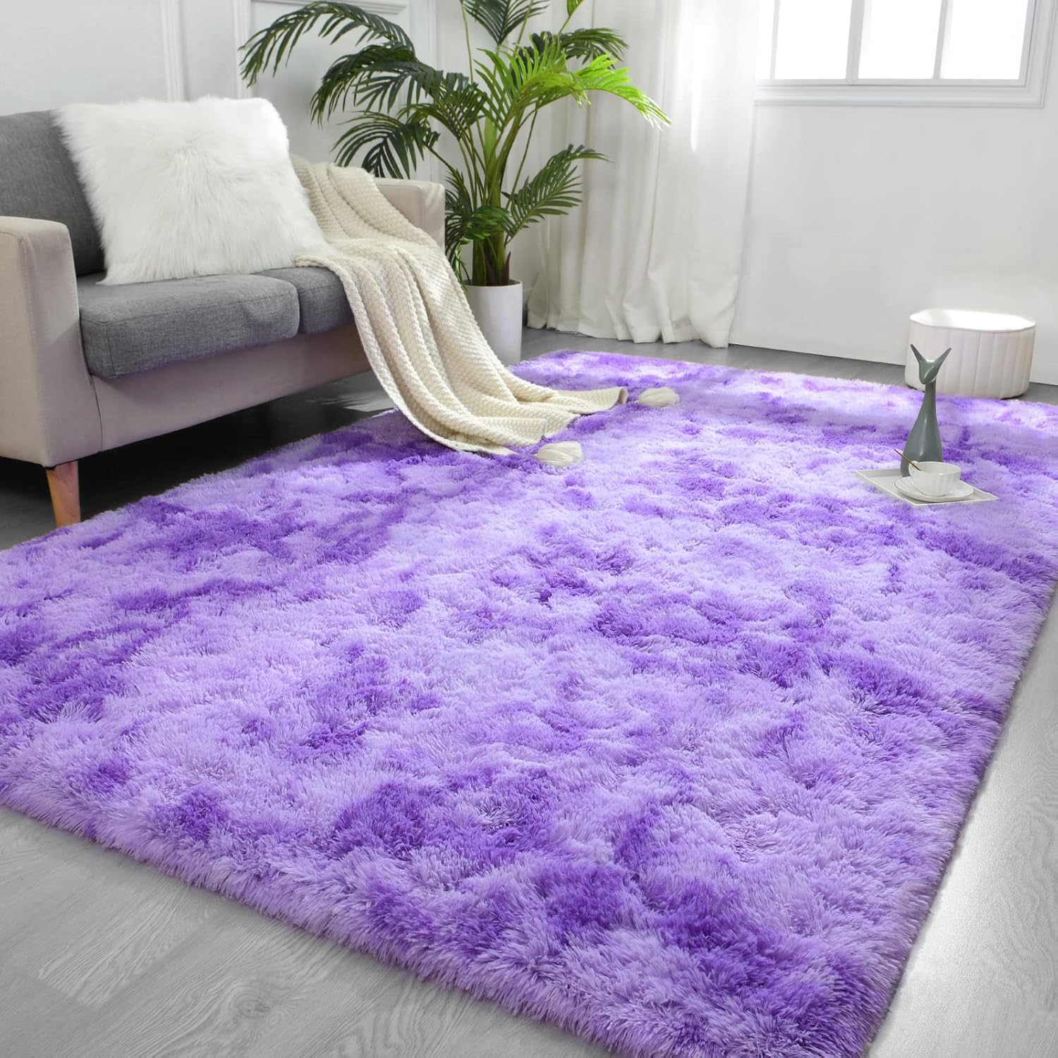 Alfombras grandes teñidas de color morado para sala de estar