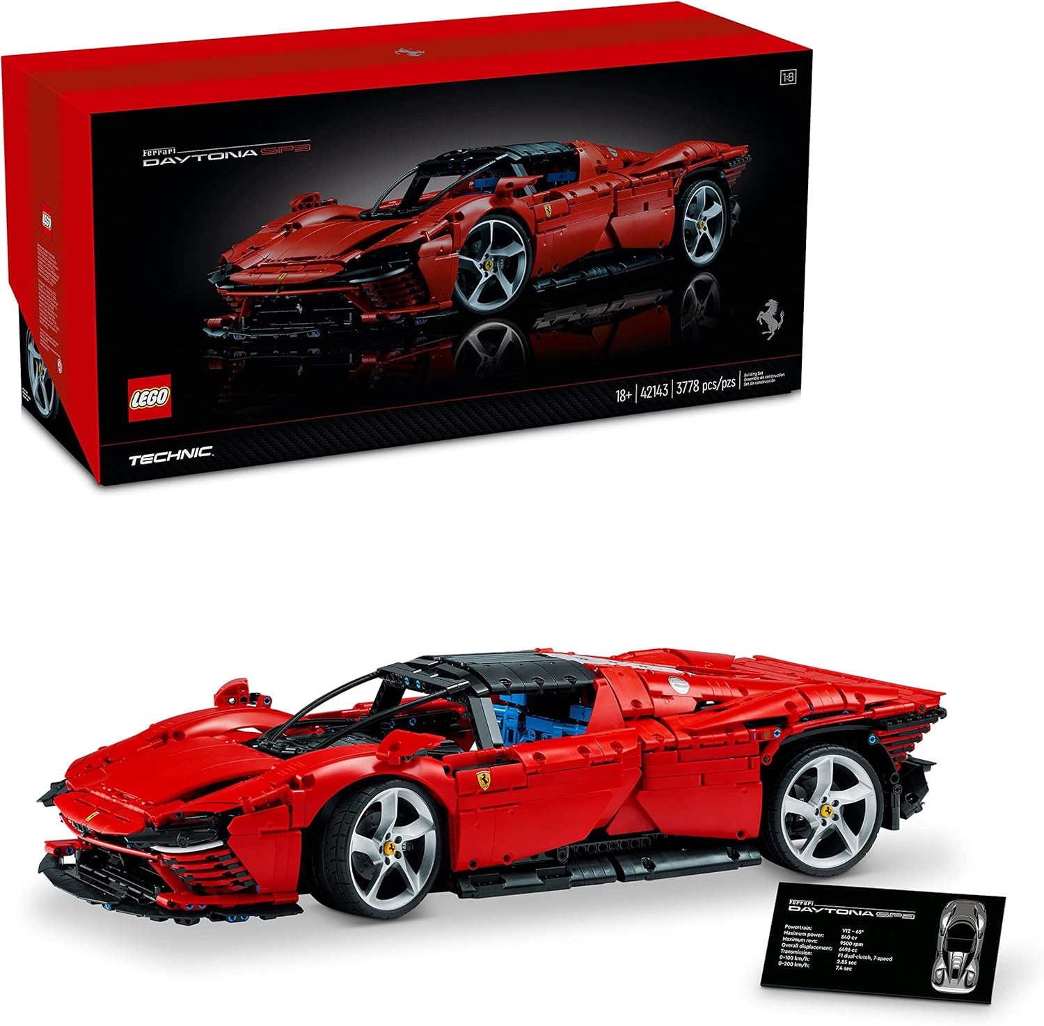 Kit de construcción Lego Technic 42143 Ferrari Daytona SP3 (3778 Piezas)
