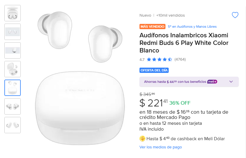 Audífonos Inalambricos Xiaomi Redmi Buds 6 Play White Color Blanco