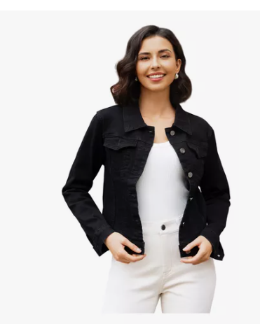 Chamarra Negra Para Mujer Con Estilo Casual