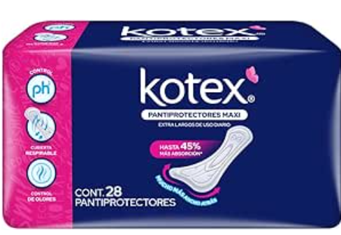 Kotex Maxi, Pantiprotectores Extra Largos, con 28 Piezas