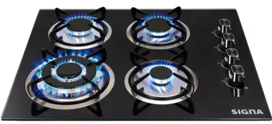 Parrilla Empotrable Cristal Templado Estufa 4 Quemadores Gas