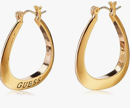 GUESS arete de aro pequeños con logotipo ovalado