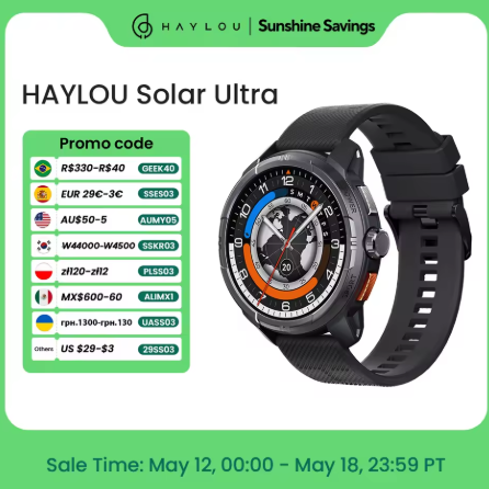 HAYLOU reloj inteligente Solar Ultra GPS, pantalla AMOLED de 1,6″