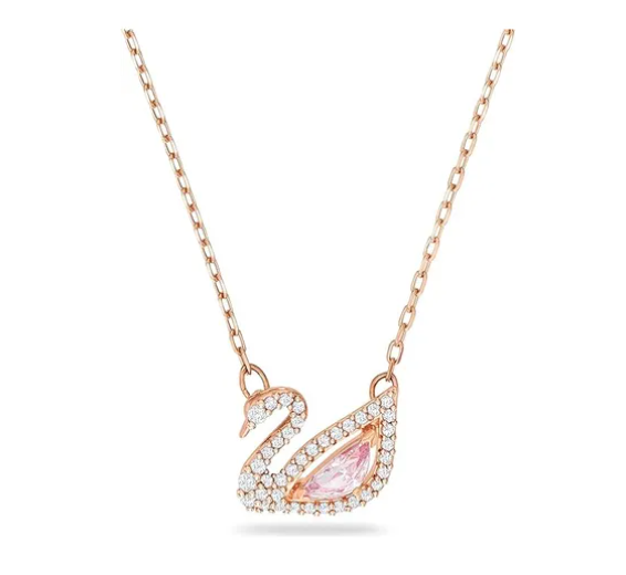 Shi Jia Collar Swarovski Swan Cisne Rose Gold Rodio + Kit