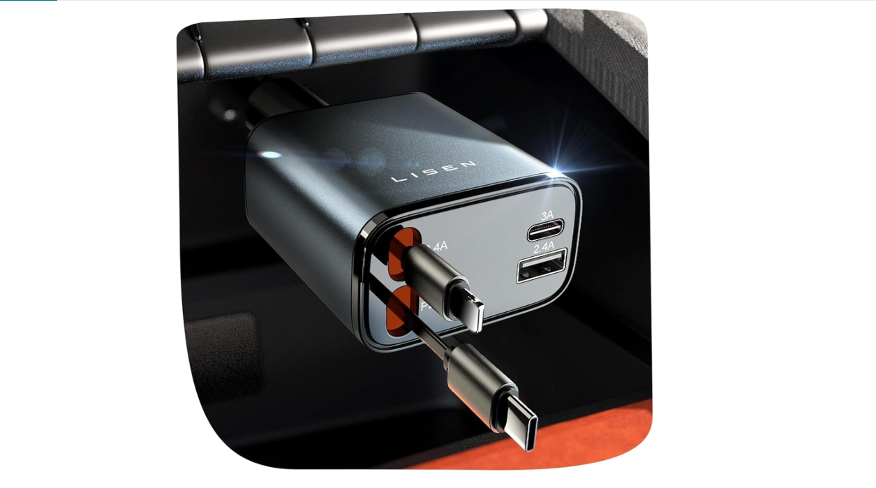 Cargador para Auto Retráctil de 69W USB 4 en 1