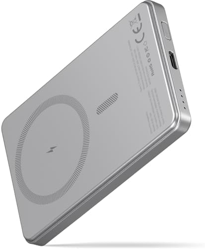 LISEN Batería Portátil Magnética 5000mAh con MagSafe, 15W Power Bank Inalámbrico Ultra Delgada (7.6mm), Carga Inalámbrica