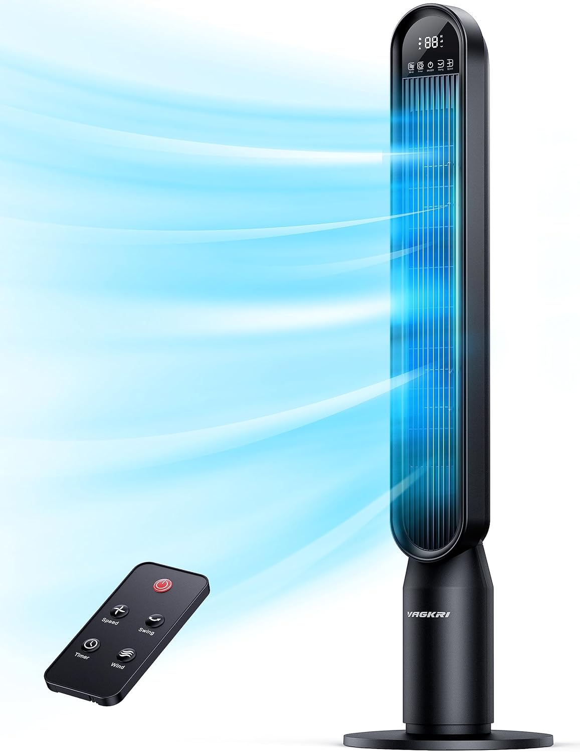 VAGKRI Ventilador de torre 110 cm, 4 modos y 4 velocidades de aire hasta