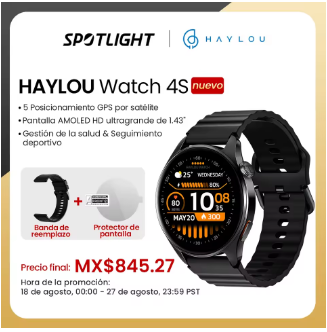 HAYLOU Reloj 4S GPS Smartwatch Pantalla AMOLED HD
