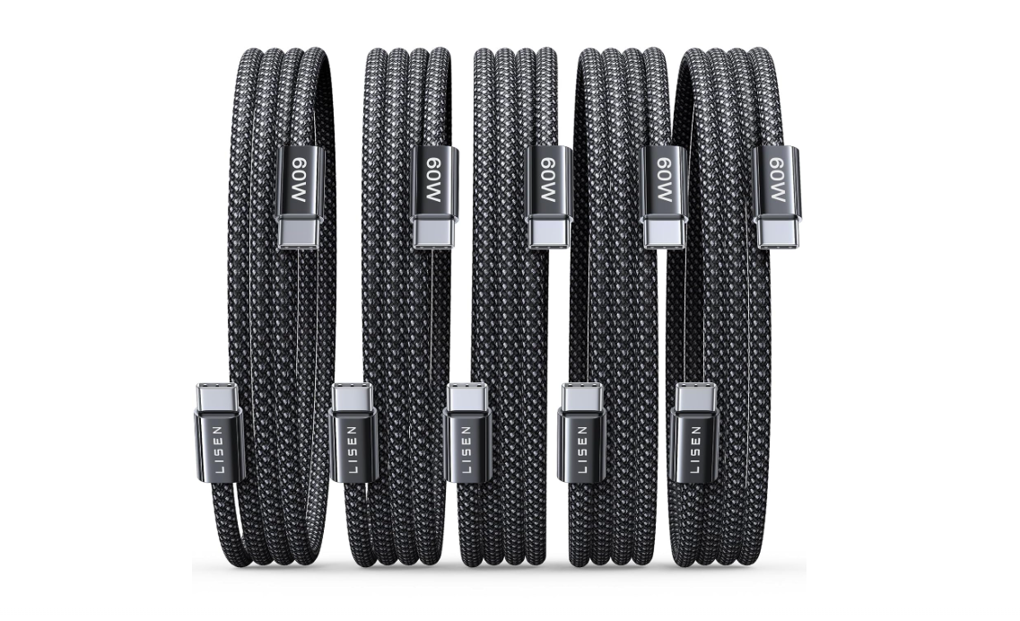 Cable USB C a USB C 60W Paquete de 5 pzas Carga Rapida, Tipo-C a C