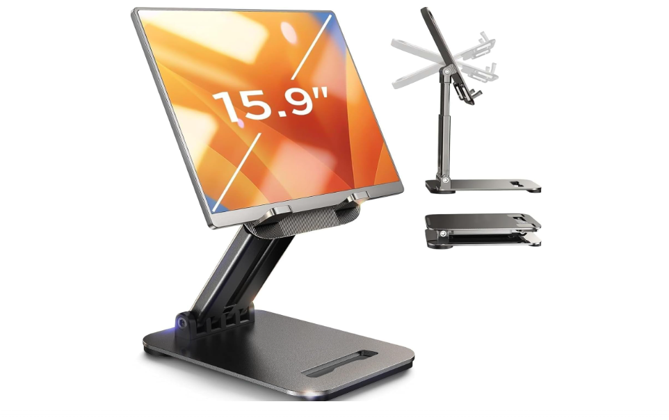 LISEN Soporte para iPad Tablet Totalmente Metálico, Universal Multiángulo Ajustable