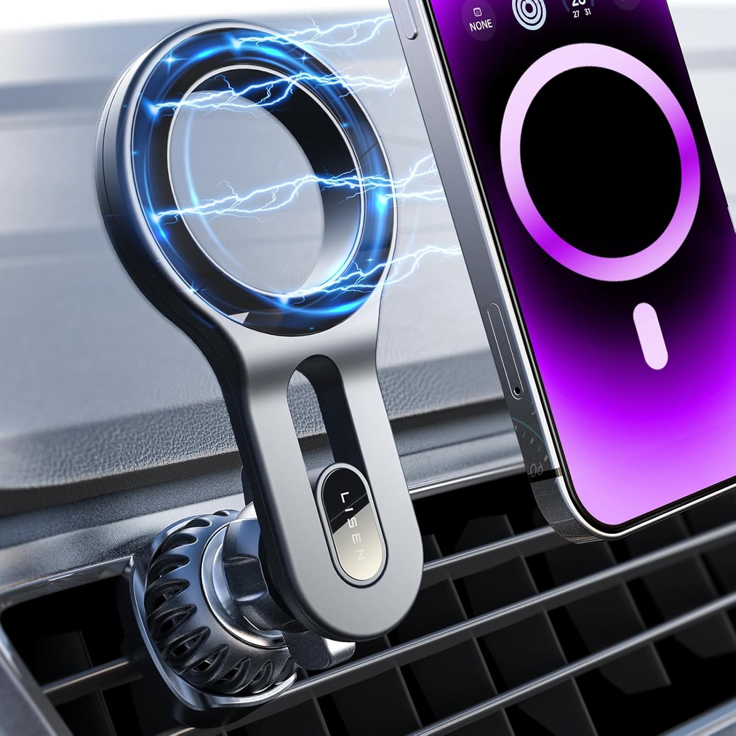 LISEN Soporte Celular Automóvil Magsafe, Base Porta Auto para Rejillas de Aire 360°