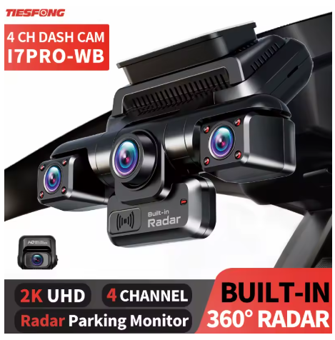 TiESFONG-Cámara de salpicadero 4CH GPS dash cam automóvil i7pro Frontal