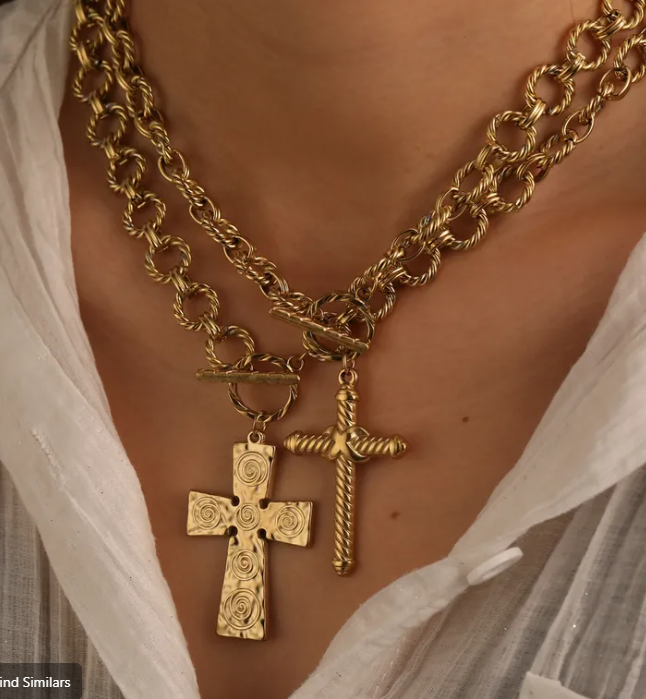 Luxury Stainless Steel 18K Gold Plated Cross