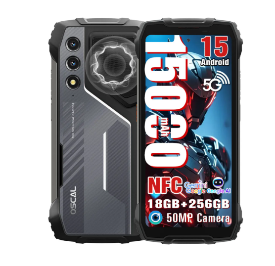 Celular Oscal® Pilot 1 Robusto Dual Sim 256 Gb Negro 18 Gb Ram 15000mah