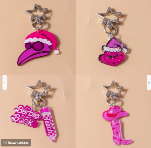 1 Pieza Estilo Simple Viajar Diariamente Bloque De Color Aleaci6n De Zinc Impresi6n Navidad Llaveros