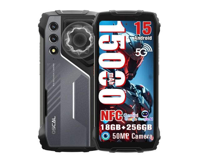 Celular Oscal® Pilot 1 Robusto Dual Sim 256 Gb Negro 18 Gb Ram 15000mah