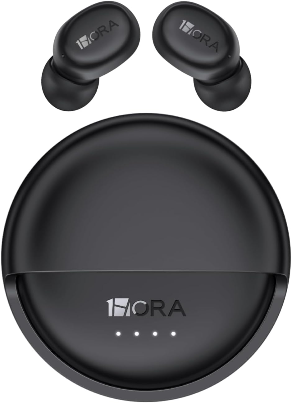 1 Hora Audífonos Bluetooth Inalámbricos TWS con Estuche Giratorio, Ultra Ligeros 3.3g