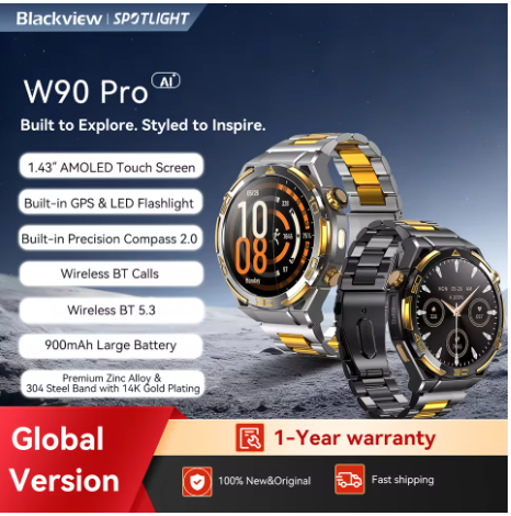 Nuevo reloj inteligente Blackview W90 Pro GPS pantalla AMOLED HD de 1,43 «