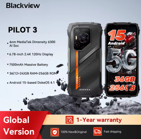 [Estreno mundial] Blackview OSCAL PILOT 3 5G AI Smartphone resistente MTK 6300, pantalla de 6,78″ 2,4K 120Hz, 12GB 256GB, 7500Amh Teléfonos