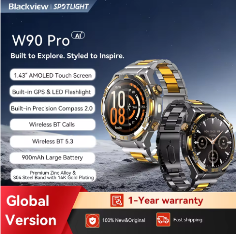 Nuevo reloj inteligente Blackview W90 Pro GPS pantalla AMOLED HD de 1,43 «