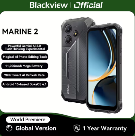 Blackview OSCAL Marine 2 Smartphone robusto AI, pantalla HD+ de 6,56 pulgadas, Unisoc T615, 24(8+16)GB 256GB