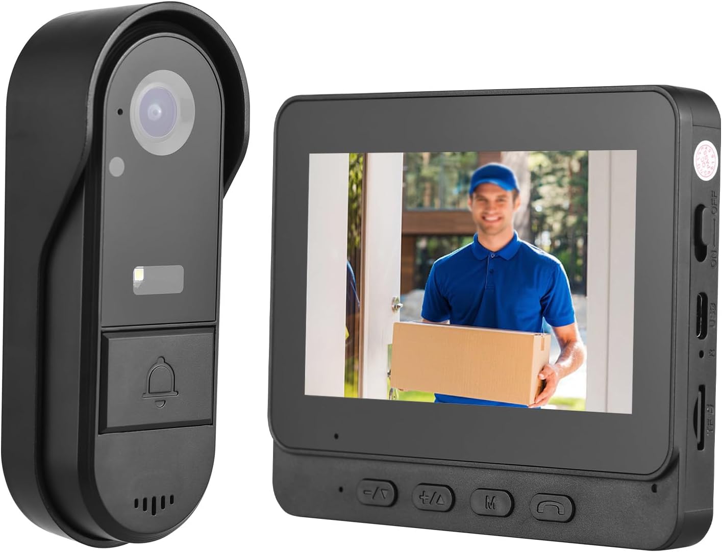 Videoportero Inalámbrico 4.3 Pulgadas IPS + Cámara 1080P Exterior IP65, Ángulo 170