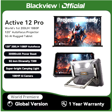 Estreno mundial Blackview Active 12 Pro tableta con proyector resistente 11