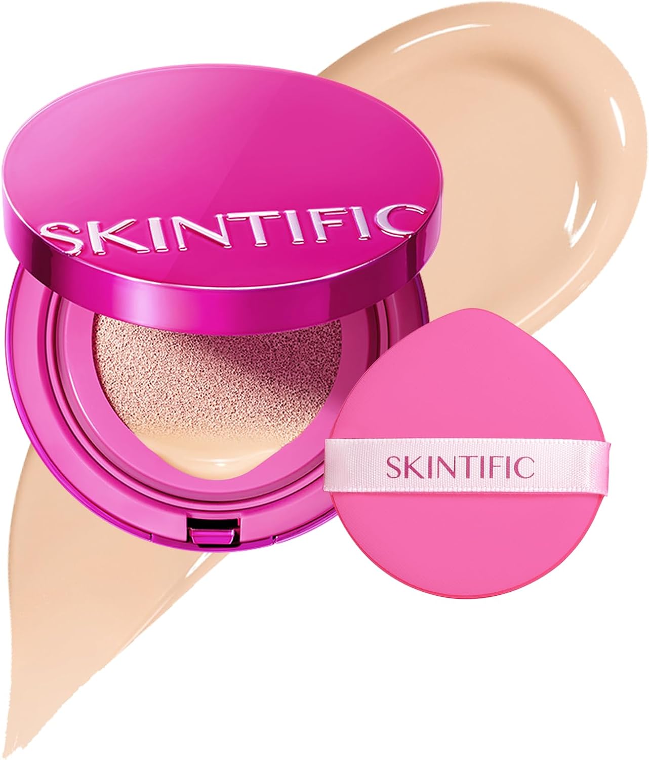 SKINTIFIC Base de Maquillaje Cushion de Alta Cobertura y Acabado Glow